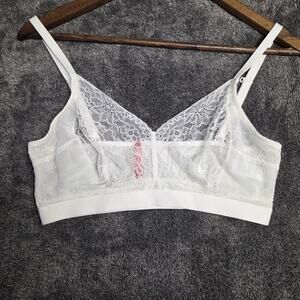 Spanx Bralette V Neck Lacey White Size Large